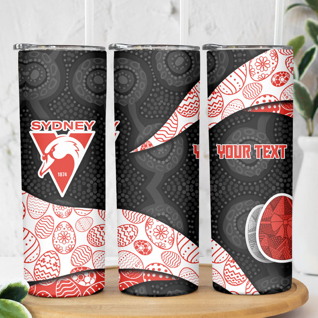 Personalized Sydney Football Skinny Tumbler Easter Egg Pattern Red White Tribal Dot Art Style