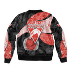 Personalized Sydney Football Sleeve Zip Bomber Jacket Easter Egg Pattern Red White Tribal Dot Art Style
