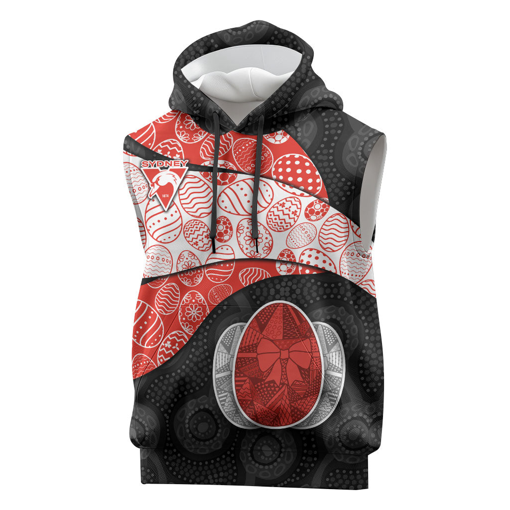 Personalized Sydney Football Sleeveless Hoodie Easter Egg Pattern Red White Tribal Dot Art Style