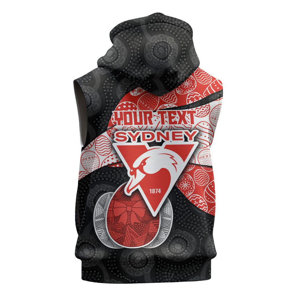 Personalized Sydney Football Sleeveless Hoodie Easter Egg Pattern Red White Tribal Dot Art Style