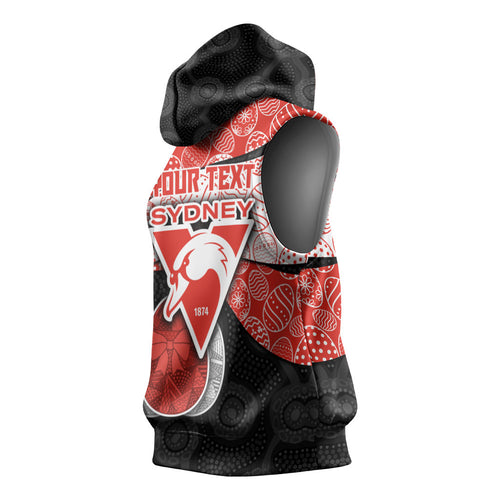 Personalized Sydney Football Sleeveless Hoodie Easter Egg Pattern Red White Tribal Dot Art Style
