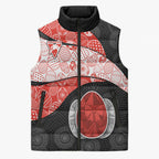 Personalized Sydney Football Sleeveless Puffer Jacket Easter Egg Pattern Red White Tribal Dot Art Style