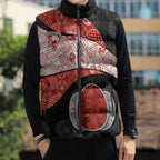 Personalized Sydney Football Sleeveless Puffer Jacket Easter Egg Pattern Red White Tribal Dot Art Style