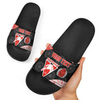 Personalized Sydney Football Slide Sandals Easter Egg Pattern Red White Tribal Dot Art Style