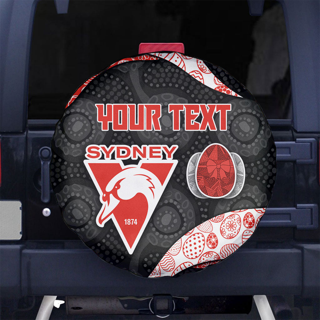 Personalized Sydney Football Spare Tire Cover Easter Egg Pattern Red White Tribal Dot Art Style