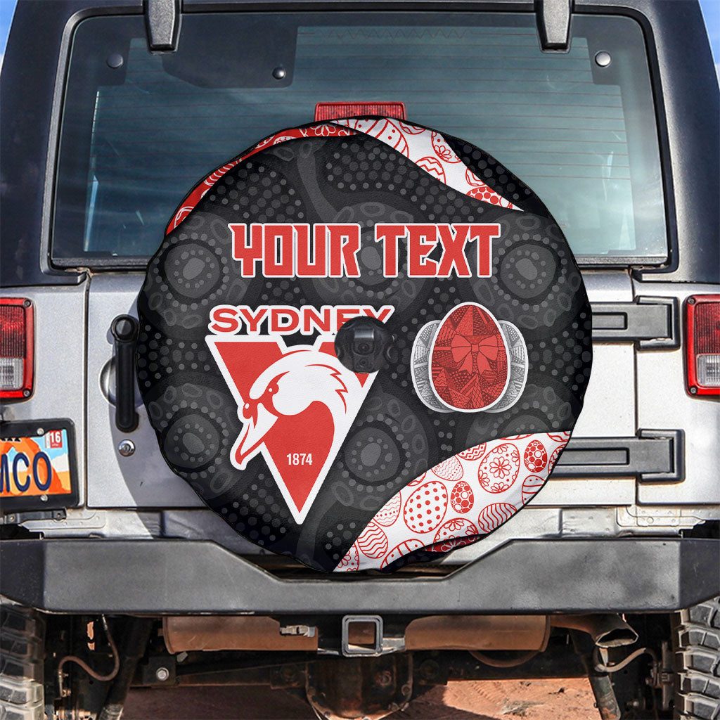 Personalized Sydney Football Spare Tire Cover Easter Egg Pattern Red White Tribal Dot Art Style