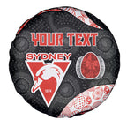 Personalized Sydney Football Spare Tire Cover Easter Egg Pattern Red White Tribal Dot Art Style