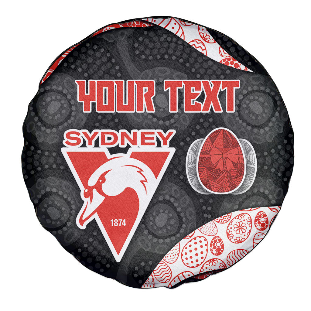 Personalized Sydney Football Spare Tire Cover Easter Egg Pattern Red White Tribal Dot Art Style