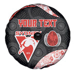 Personalized Sydney Football Spare Tire Cover Easter Egg Pattern Red White Tribal Dot Art Style