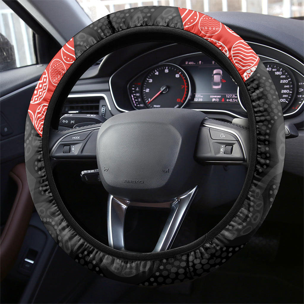Sydney Football Steering Wheel Cover Easter Egg Pattern Red White Tribal Dot Art Style