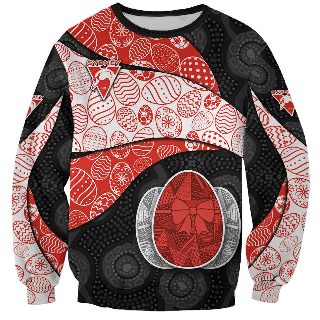 Personalized Sydney Football Sweatshirt Easter Egg Pattern Red White Tribal Dot Art Style