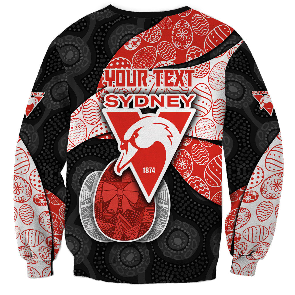 Personalized Sydney Football Sweatshirt Easter Egg Pattern Red White Tribal Dot Art Style
