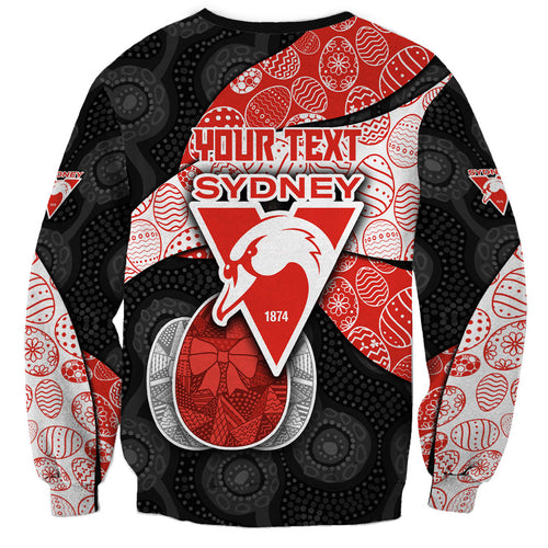 Personalized Sydney Football Sweatshirt Easter Egg Pattern Red White Tribal Dot Art Style