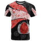 Personalized Sydney Football T Shirt Easter Egg Pattern Red White Tribal Dot Art Style