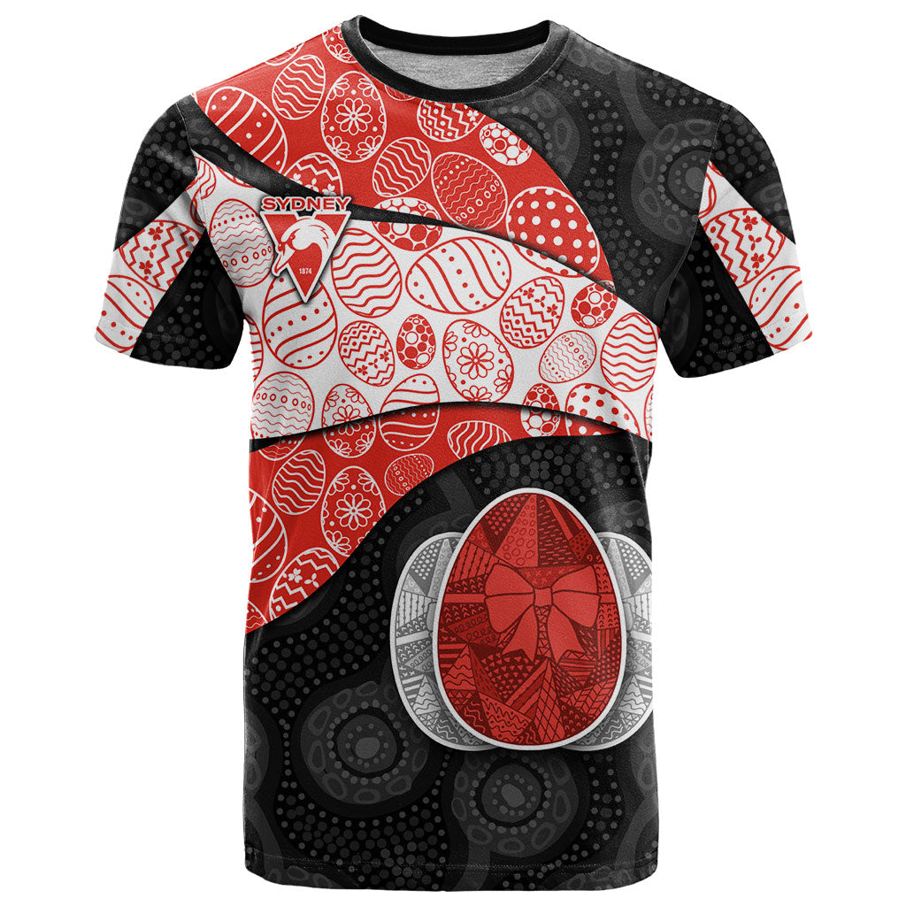Personalized Sydney Football T Shirt Easter Egg Pattern Red White Tribal Dot Art Style
