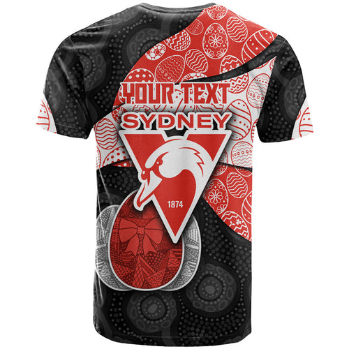 Personalized Sydney Football T Shirt Easter Egg Pattern Red White Tribal Dot Art Style