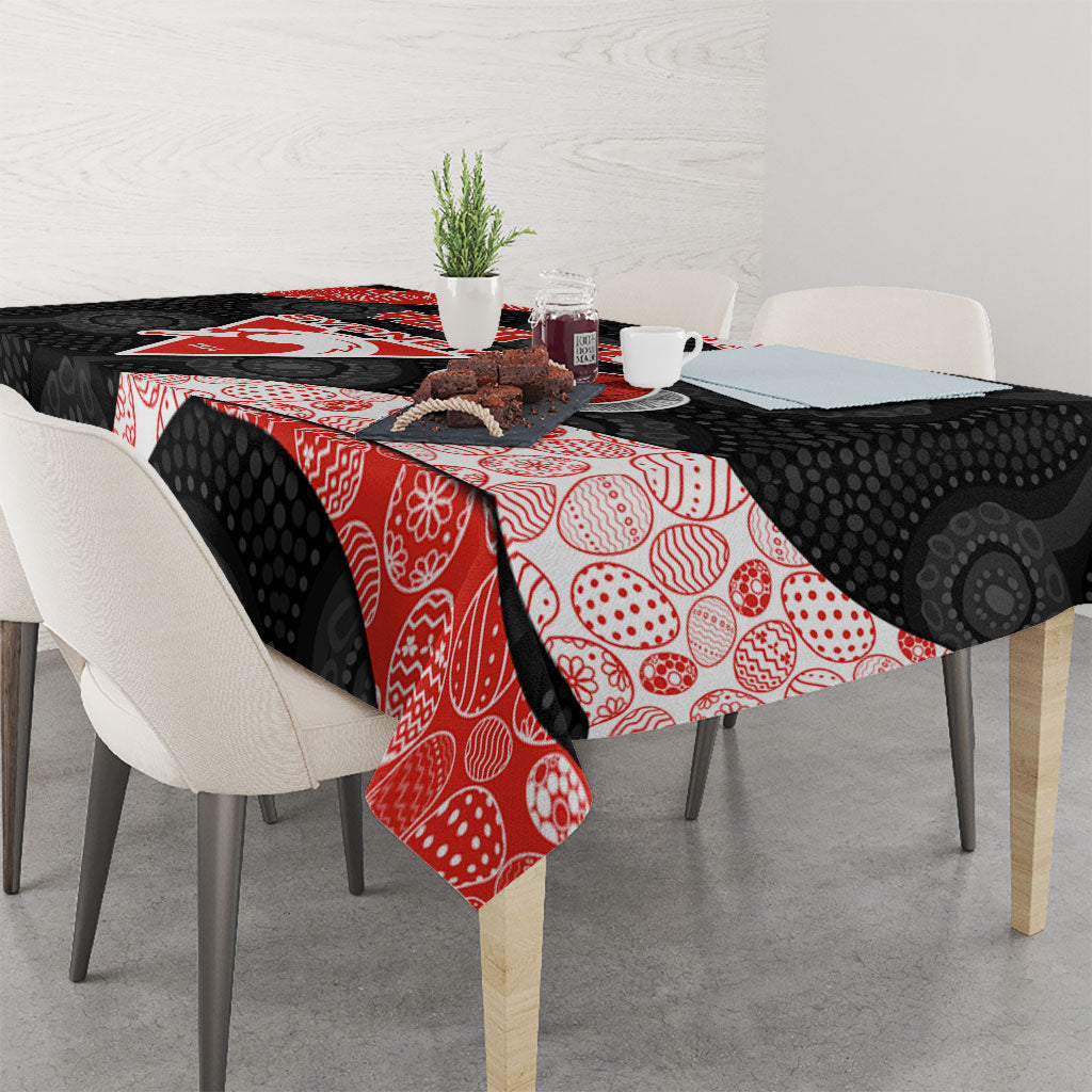 Personalized Sydney Football Tablecloth Easter Egg Pattern Red White Tribal Dot Art Style