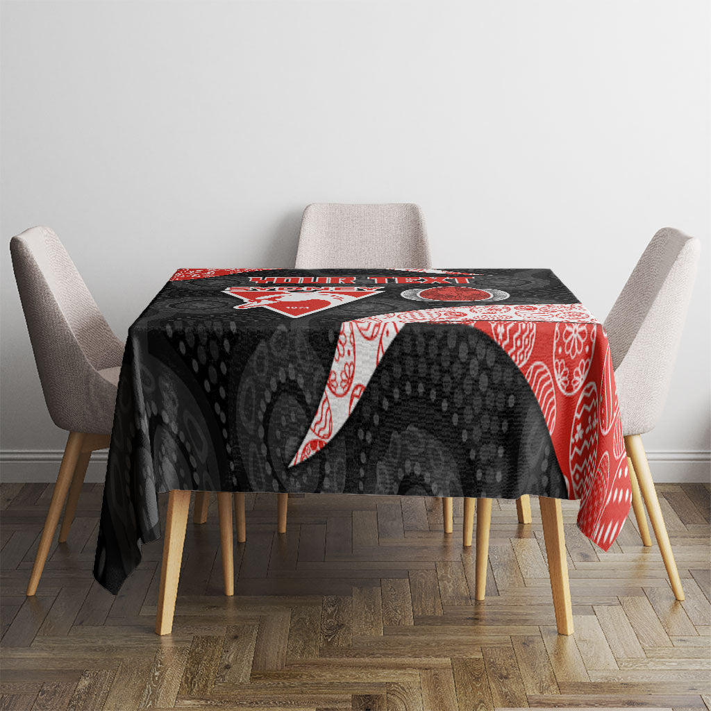 Personalized Sydney Football Tablecloth Easter Egg Pattern Red White Tribal Dot Art Style