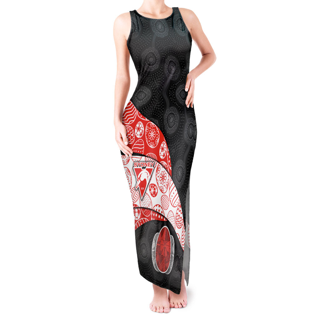 Personalized Sydney Football Tank Maxi Dress Easter Egg Pattern Red White Tribal Dot Art Style