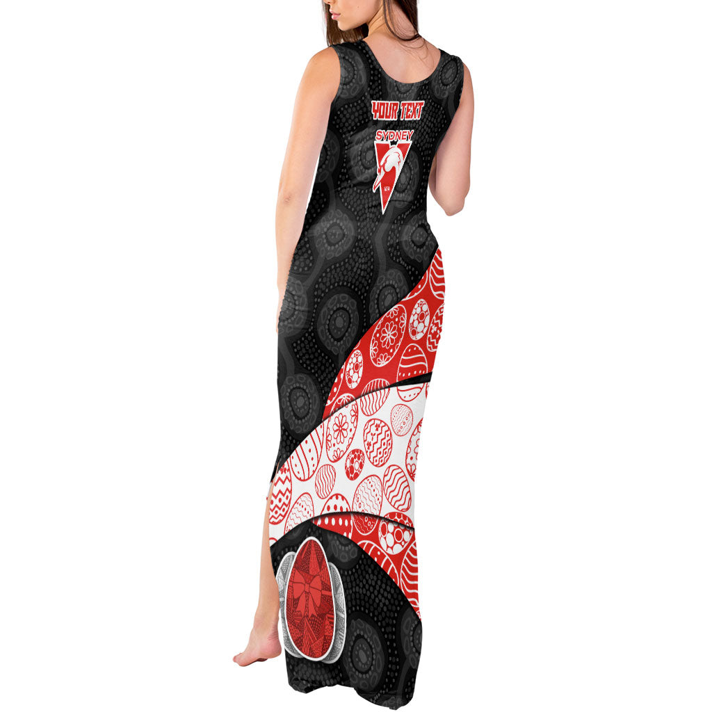 Personalized Sydney Football Tank Maxi Dress Easter Egg Pattern Red White Tribal Dot Art Style