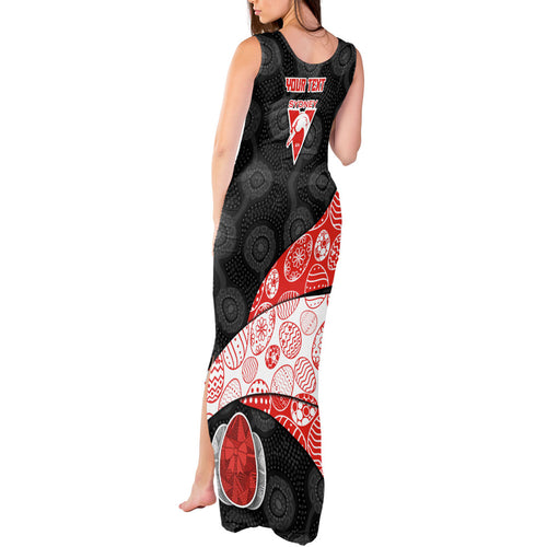 Personalized Sydney Football Tank Maxi Dress Easter Egg Pattern Red White Tribal Dot Art Style
