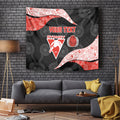 Personalized Sydney Football Tapestry Easter Egg Pattern Red White Tribal Dot Art Style