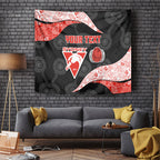 Personalized Sydney Football Tapestry Easter Egg Pattern Red White Tribal Dot Art Style