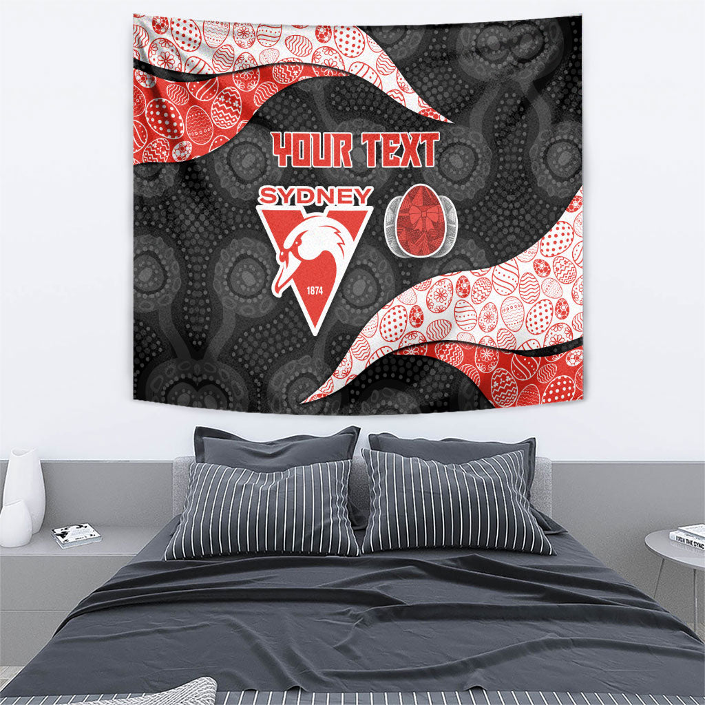 Personalized Sydney Football Tapestry Easter Egg Pattern Red White Tribal Dot Art Style