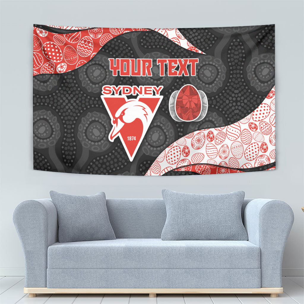 Personalized Sydney Football Tapestry Easter Egg Pattern Red White Tribal Dot Art Style
