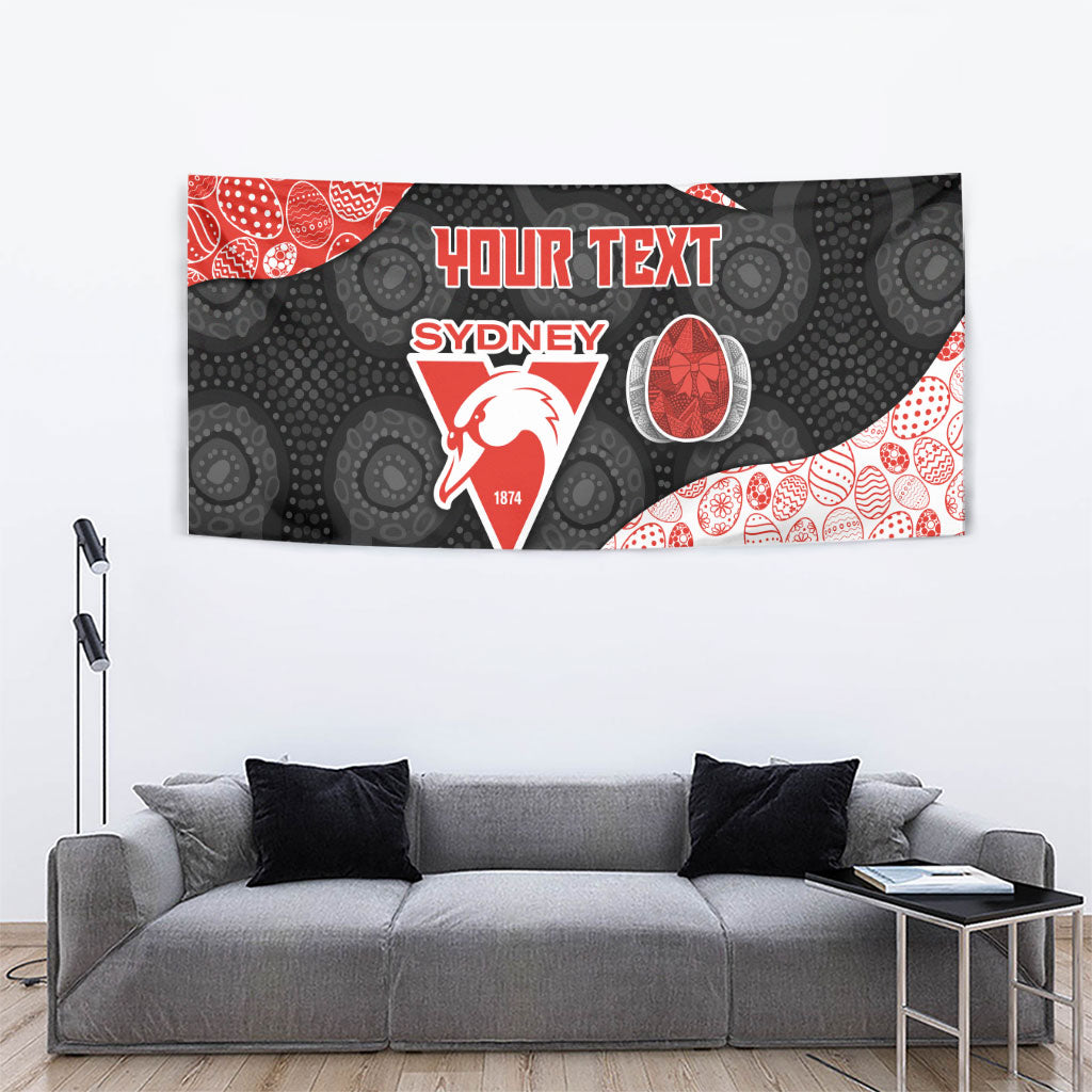 Personalized Sydney Football Tapestry Easter Egg Pattern Red White Tribal Dot Art Style