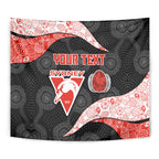 Personalized Sydney Football Tapestry Easter Egg Pattern Red White Tribal Dot Art Style