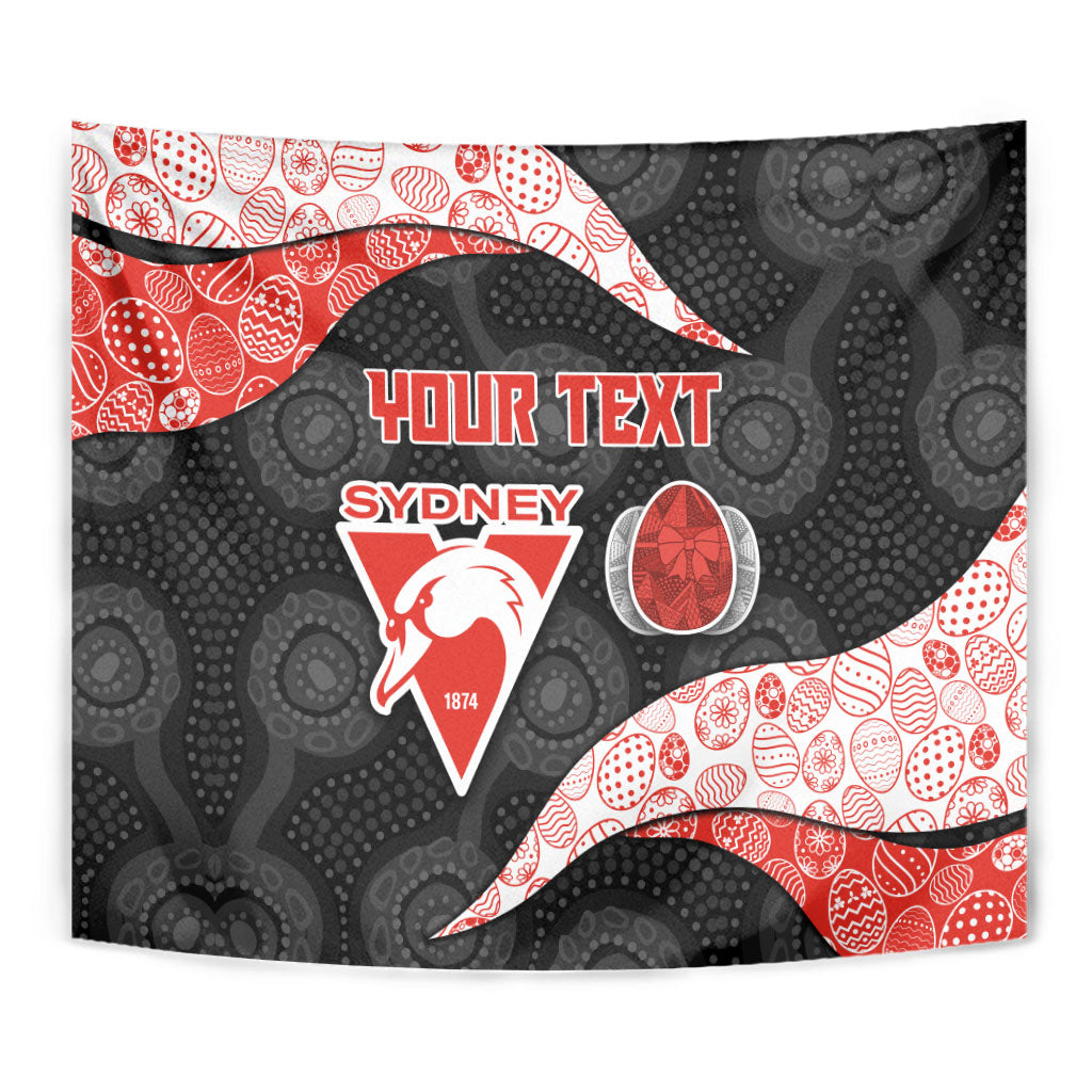 Personalized Sydney Football Tapestry Easter Egg Pattern Red White Tribal Dot Art Style