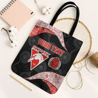 Personalized Sydney Football Tote Bag Easter Egg Pattern Red White Tribal Dot Art Style