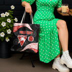 Personalized Sydney Football Tote Bag Easter Egg Pattern Red White Tribal Dot Art Style