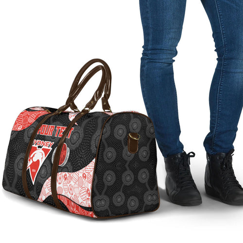 Personalized Sydney Football Travel Bag Easter Egg Pattern Red White Tribal Dot Art Style