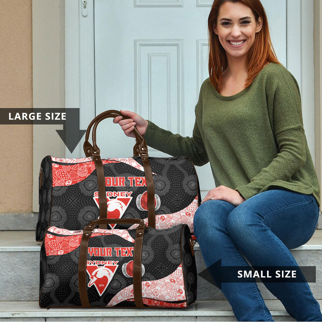 Personalized Sydney Football Travel Bag Easter Egg Pattern Red White Tribal Dot Art Style