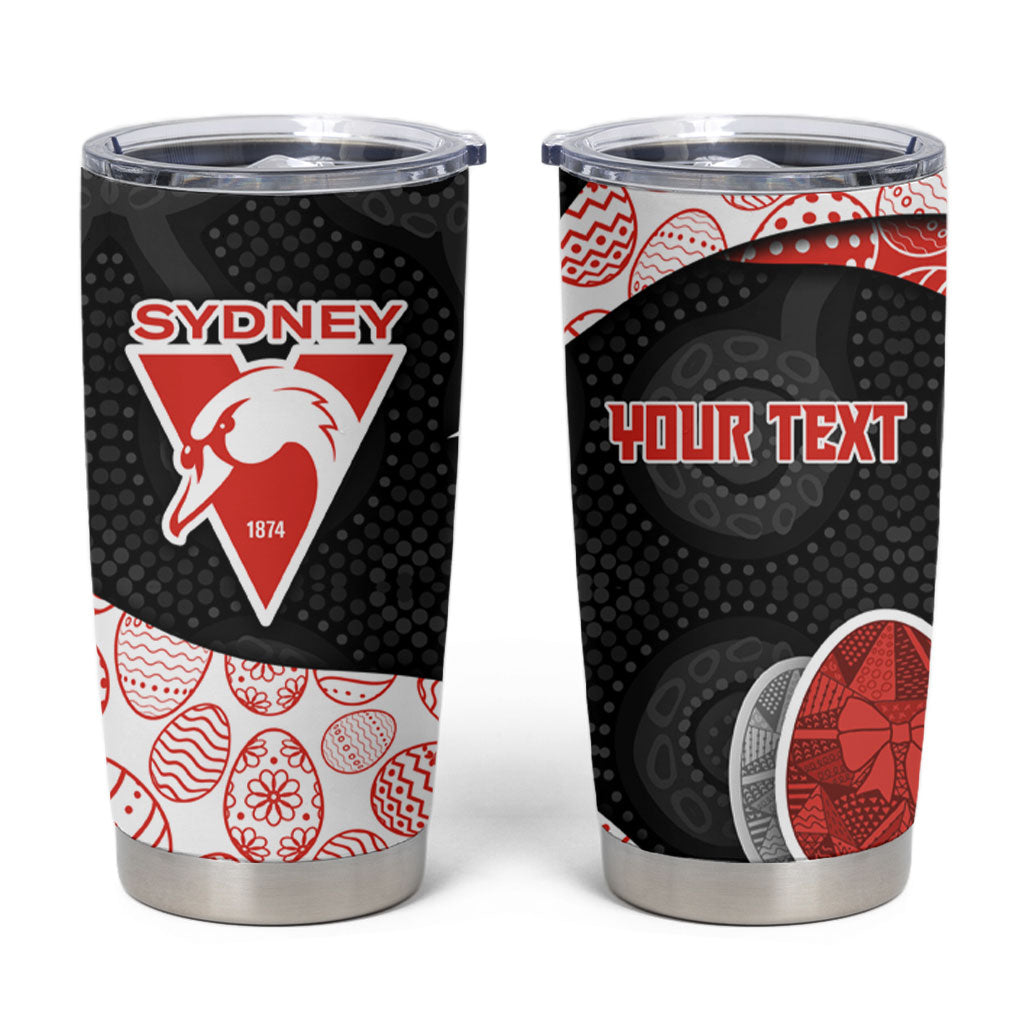 Personalized Sydney Football Tumbler Cup Easter Egg Pattern Red White Tribal Dot Art Style