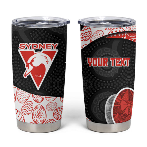Personalized Sydney Football Tumbler Cup Easter Egg Pattern Red White Tribal Dot Art Style