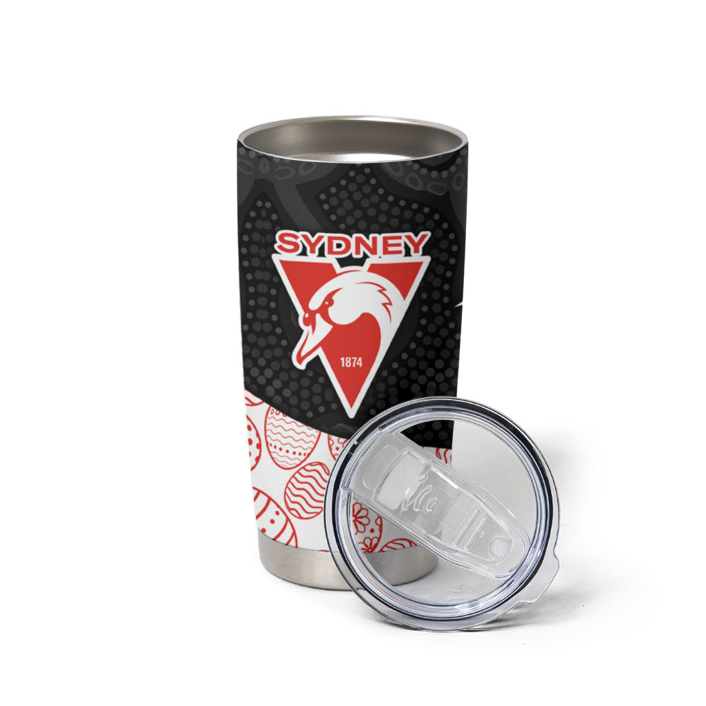 Personalized Sydney Football Tumbler Cup Easter Egg Pattern Red White Tribal Dot Art Style