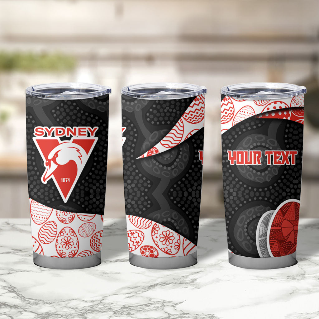Personalized Sydney Football Tumbler Cup Easter Egg Pattern Red White Tribal Dot Art Style