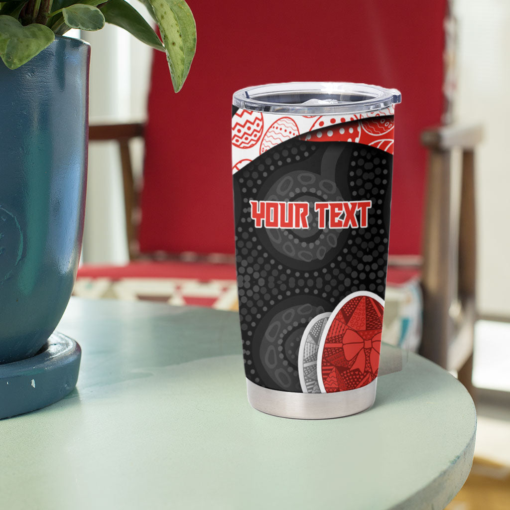 Personalized Sydney Football Tumbler Cup Easter Egg Pattern Red White Tribal Dot Art Style