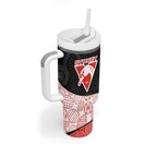 Personalized Sydney Football Tumbler With Handle Easter Egg Pattern Red White Tribal Dot Art Style