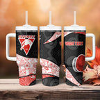 Personalized Sydney Football Tumbler With Handle Easter Egg Pattern Red White Tribal Dot Art Style