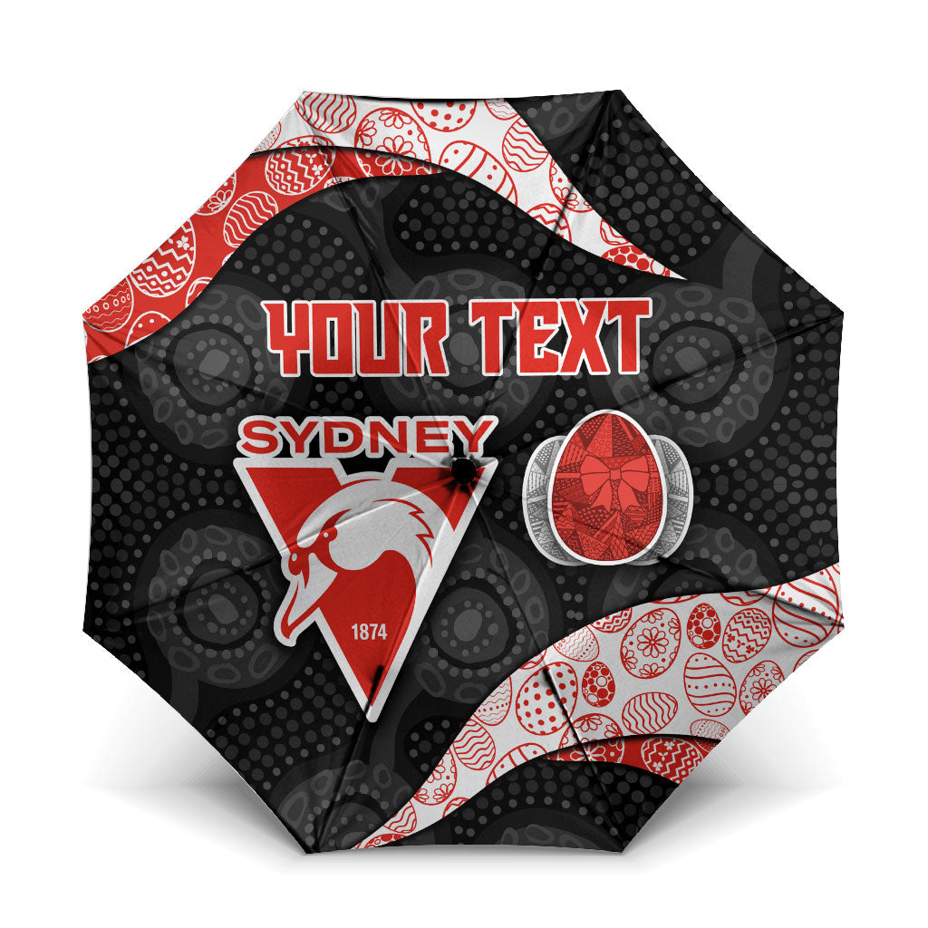 Personalized Sydney Football Umbrella Easter Egg Pattern Red White Tribal Dot Art Style