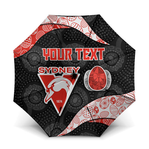 Personalized Sydney Football Umbrella Easter Egg Pattern Red White Tribal Dot Art Style