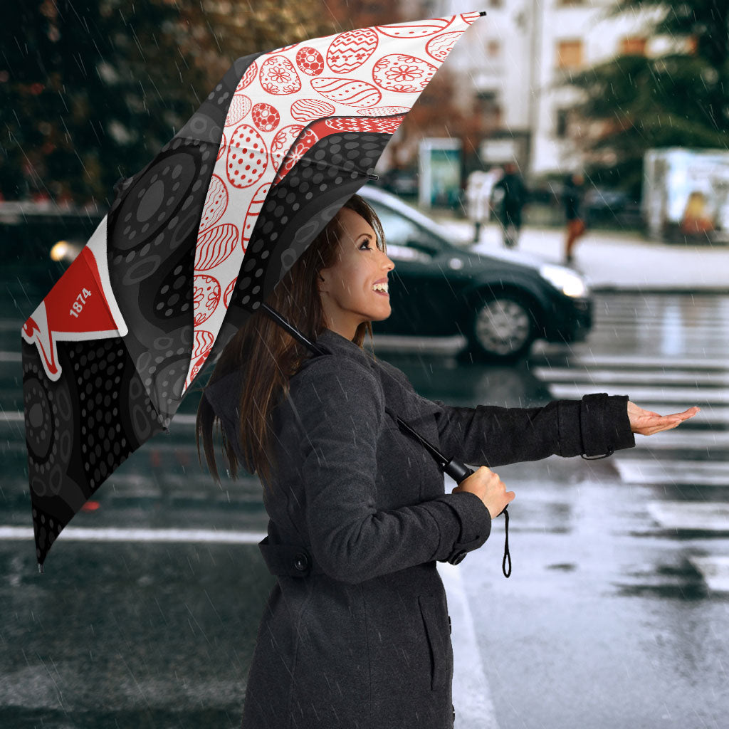 Personalized Sydney Football Umbrella Easter Egg Pattern Red White Tribal Dot Art Style