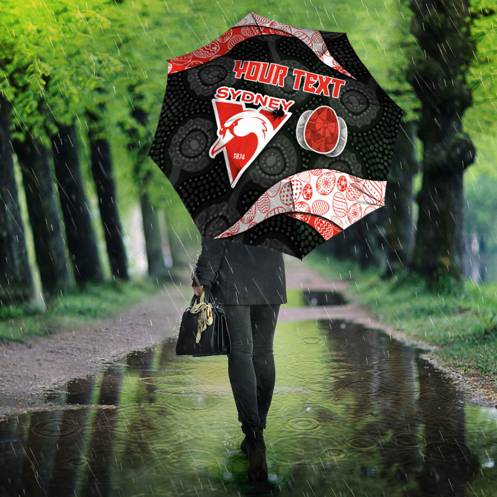 Personalized Sydney Football Umbrella Easter Egg Pattern Red White Tribal Dot Art Style