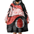 Personalized Sydney Football Wearable Blanket Hoodie Easter Egg Pattern Red White Tribal Dot Art Style