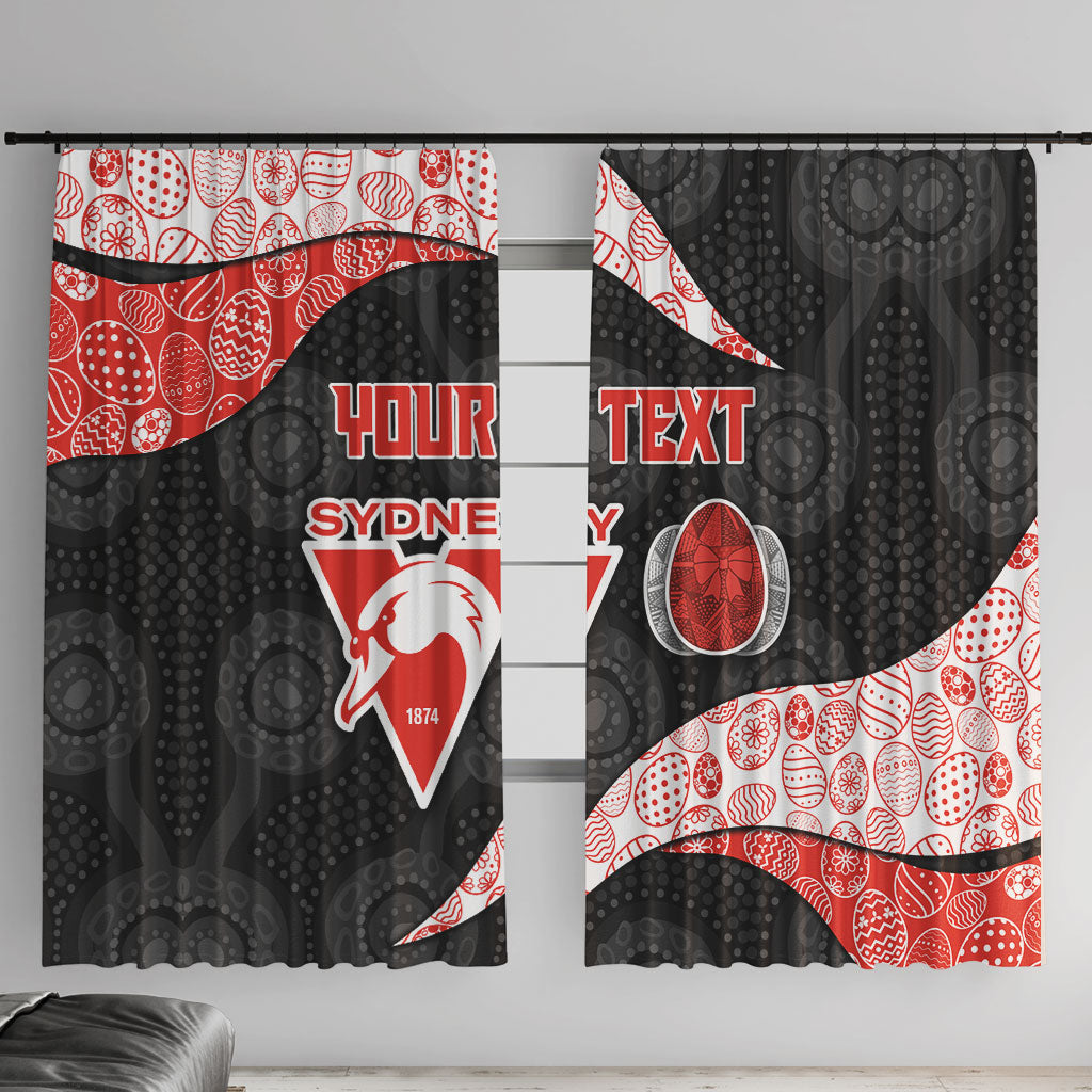 Personalized Sydney Football Window Curtain Easter Egg Pattern Red White Tribal Dot Art Style