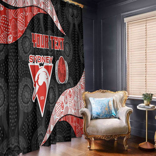 Personalized Sydney Football Window Curtain Easter Egg Pattern Red White Tribal Dot Art Style